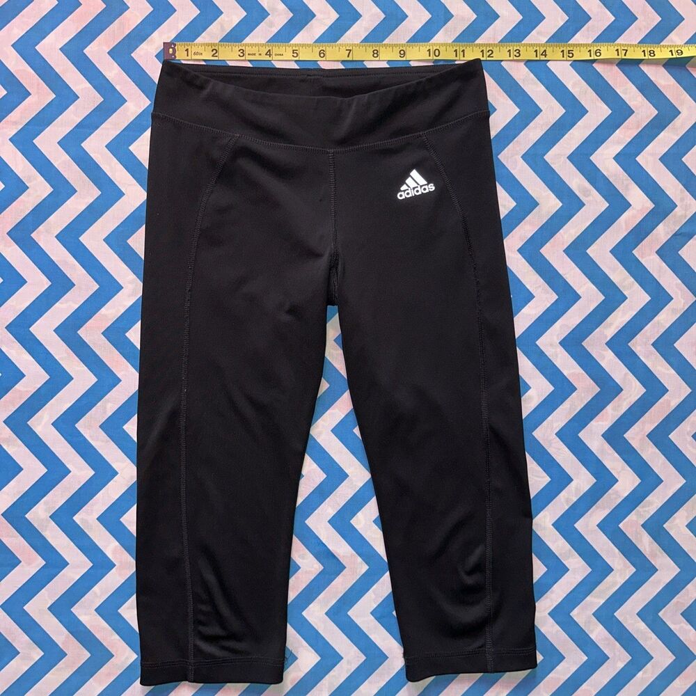 Adidas sz M 10-12 Girls Black Copped Athletic Leggings